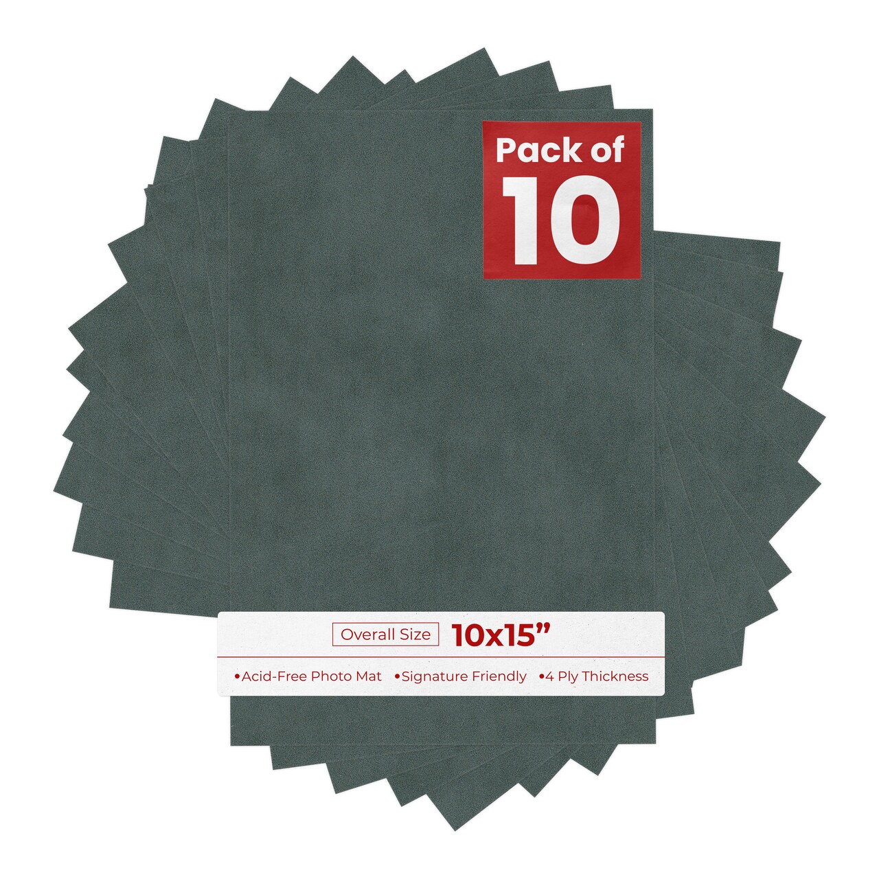 Dark Grey Suede 10x15 Uncut Mat Board - Blank Sheets, No Opening
